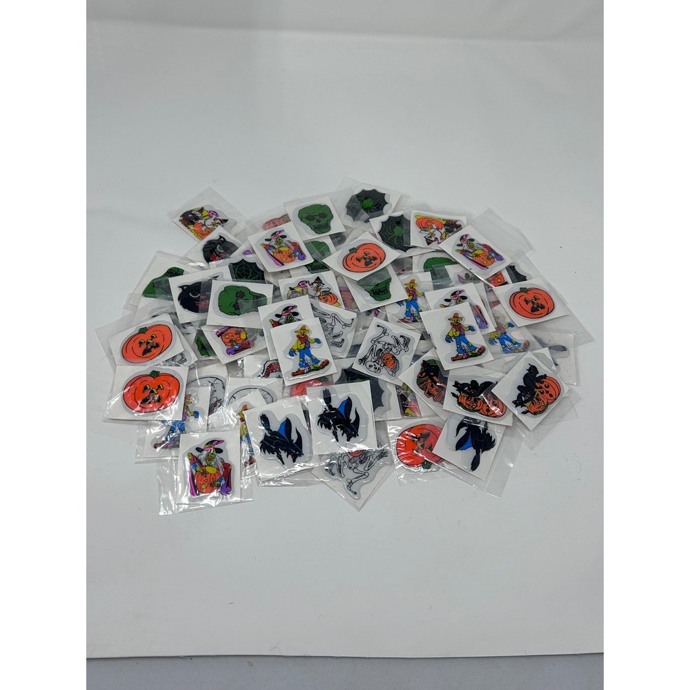 Vintage Halloween Puff Stickers Lot Retro 80s Spooky Pumpkin Witch Cat 86 pcs